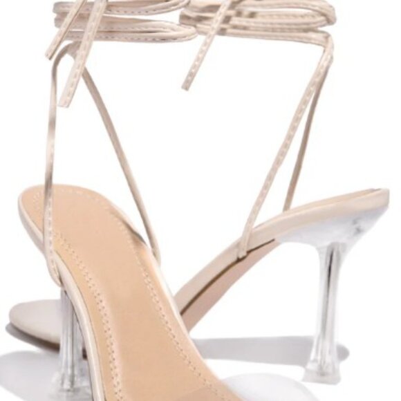 Chase + Chloe Cream Strappy Heels - Picture 1 of 7